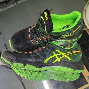 ASICS Men's Black and Neon Green Athletic Shoes